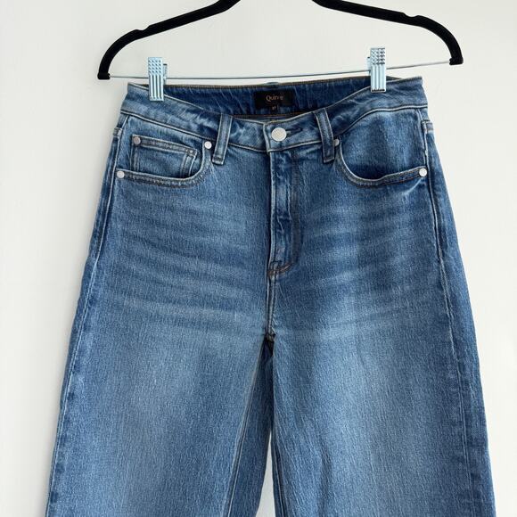 Quince Bella Jeans Womens 27 High Rise Relaxed Straight Stretch Denim Atlantic - Picture 2 of 12